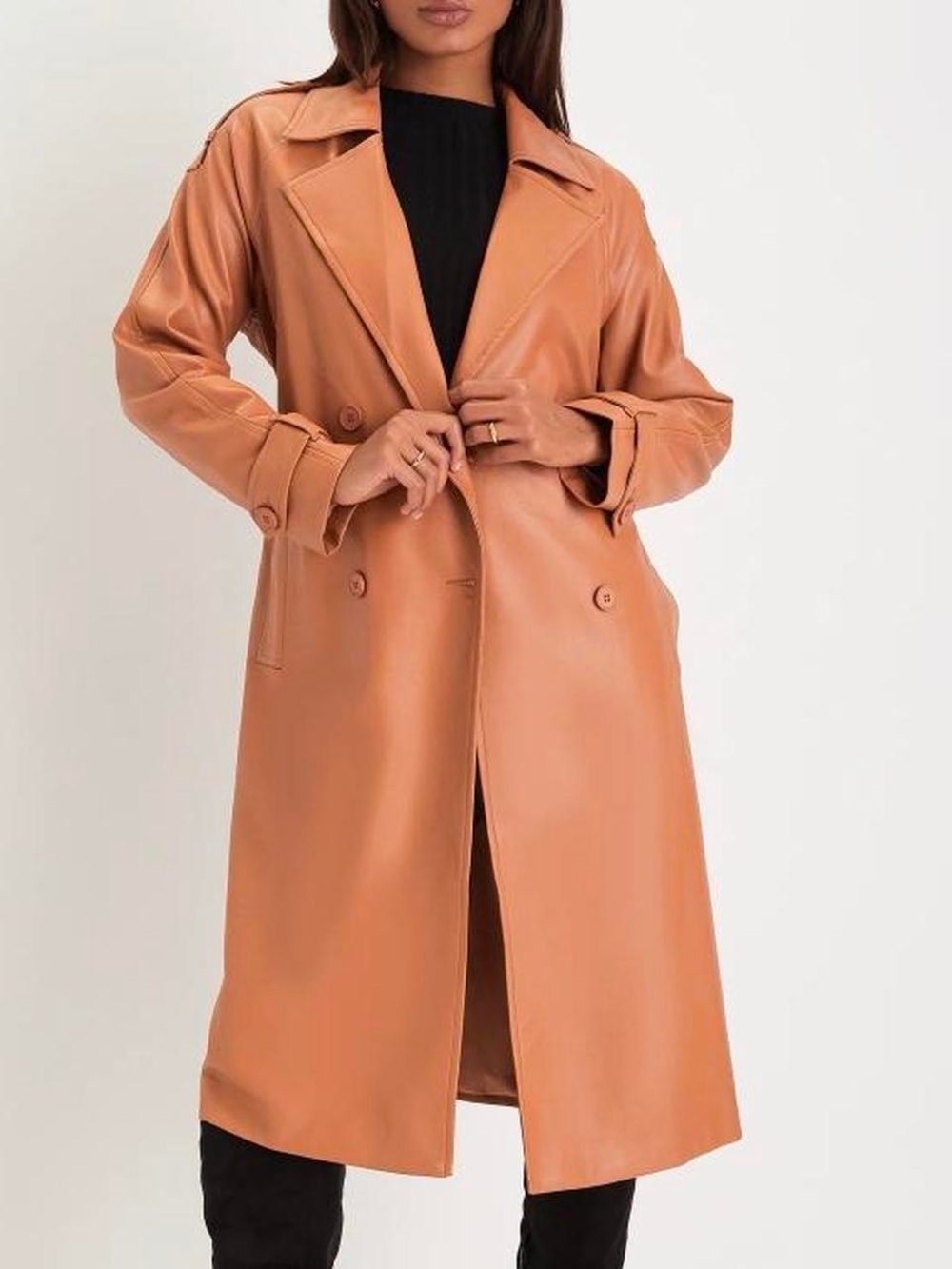 Lulus vegan leather trench coat